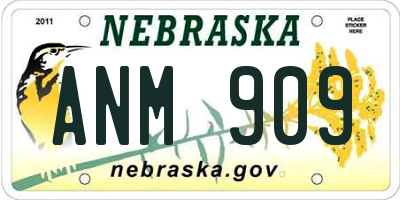 NE license plate ANM909