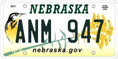 NE license plate ANM947