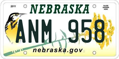 NE license plate ANM958