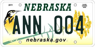 NE license plate ANN004
