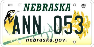 NE license plate ANN053