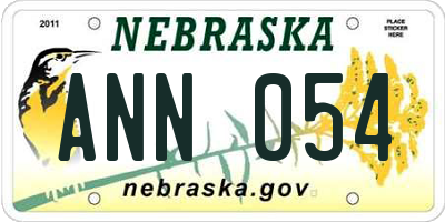 NE license plate ANN054