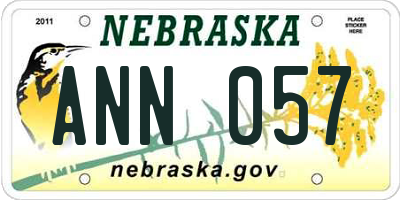 NE license plate ANN057