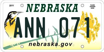 NE license plate ANN071