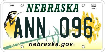 NE license plate ANN096
