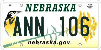 NE license plate ANN106