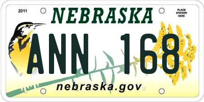NE license plate ANN168