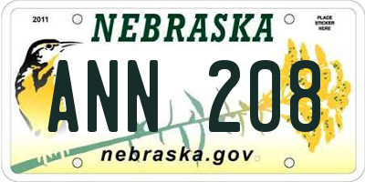 NE license plate ANN208