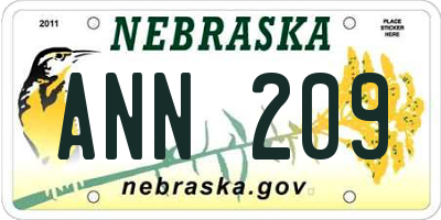 NE license plate ANN209