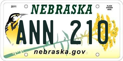 NE license plate ANN210
