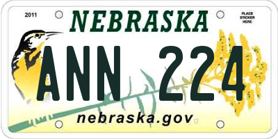 NE license plate ANN224