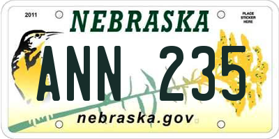 NE license plate ANN235