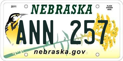 NE license plate ANN257