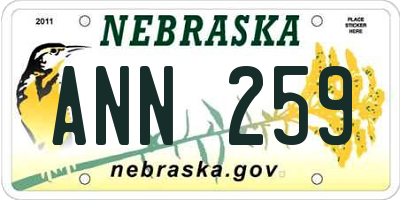 NE license plate ANN259