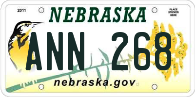NE license plate ANN268