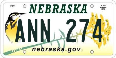 NE license plate ANN274
