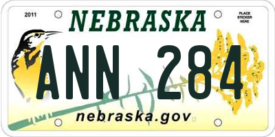NE license plate ANN284