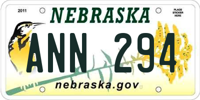 NE license plate ANN294
