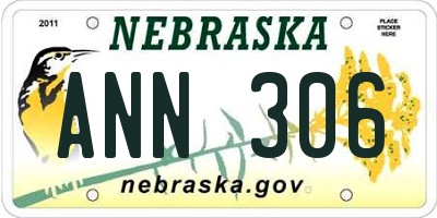 NE license plate ANN306