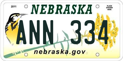 NE license plate ANN334