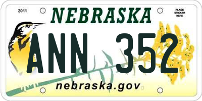 NE license plate ANN352
