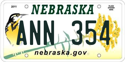 NE license plate ANN354