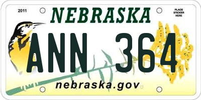 NE license plate ANN364