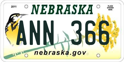 NE license plate ANN366