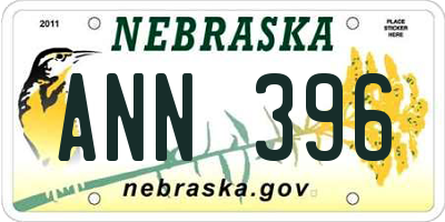 NE license plate ANN396
