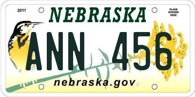 NE license plate ANN456