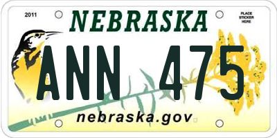 NE license plate ANN475