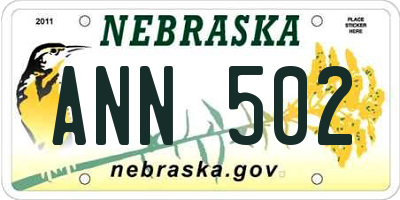 NE license plate ANN502