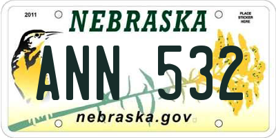 NE license plate ANN532
