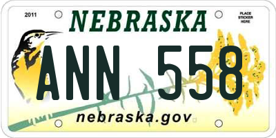 NE license plate ANN558