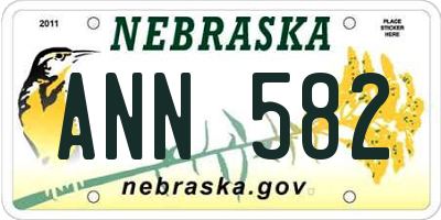 NE license plate ANN582