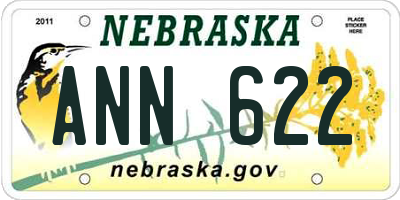 NE license plate ANN622
