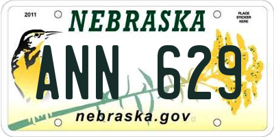 NE license plate ANN629