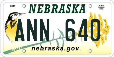 NE license plate ANN640