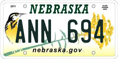 NE license plate ANN694