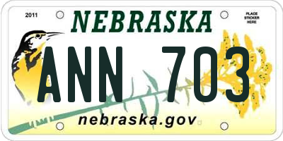 NE license plate ANN703