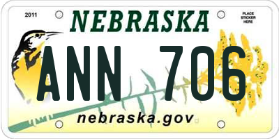 NE license plate ANN706