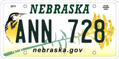 NE license plate ANN728