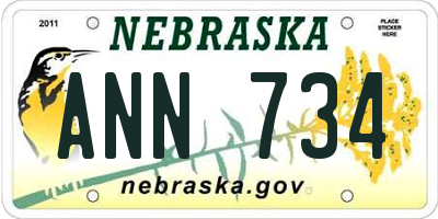 NE license plate ANN734