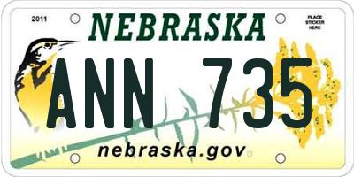 NE license plate ANN735