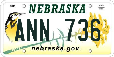 NE license plate ANN736