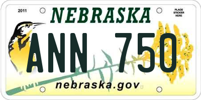 NE license plate ANN750