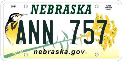 NE license plate ANN757