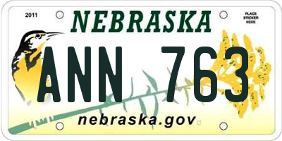 NE license plate ANN763