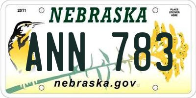 NE license plate ANN783
