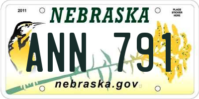 NE license plate ANN791